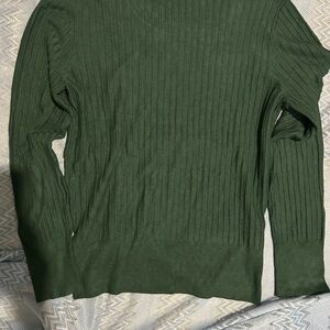 Ann Taylor Men's Ribbed Crewneck Sweater in Olive Green